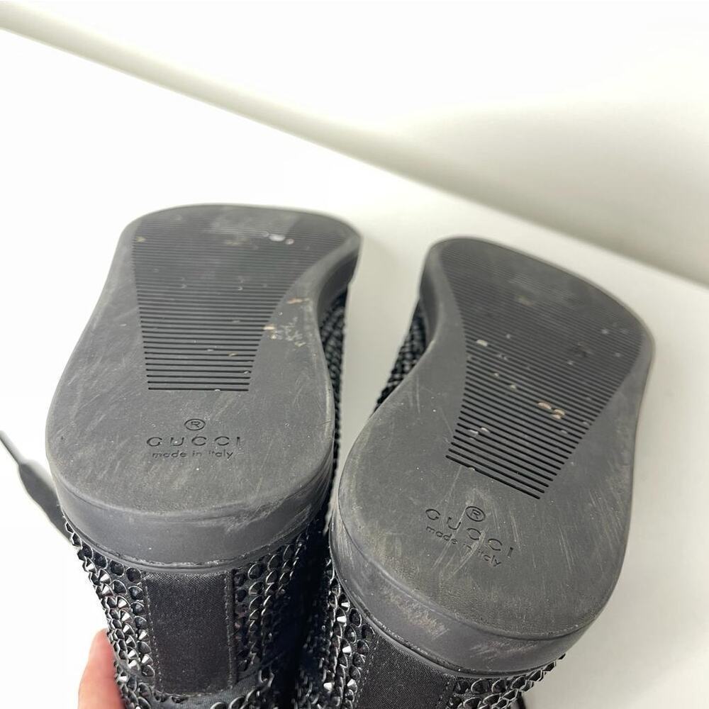 Gucci Black Satin Crystal Embellished Coda High Top Sneakers 36 - Picture 10 of 11